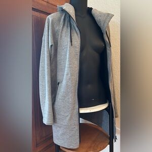 Women’s Athleta Long Fleece-lined Gray Zip-Up Hoodie
